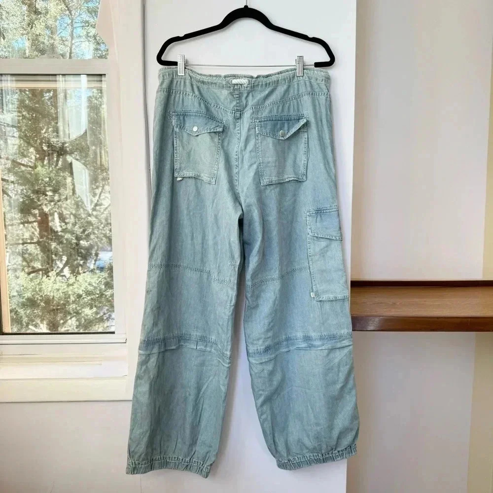 NWT Free People South Bay Wide-Leg Drawstring Jeans Blue XL - Picture 10 of 17